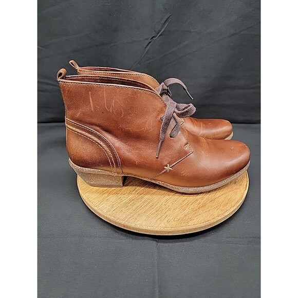 Clarks Artisian Brown Leather Booties Lace Up Size 8M - Picture 4 of 11